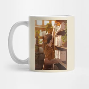 Book Lover Girl with Cat Mug